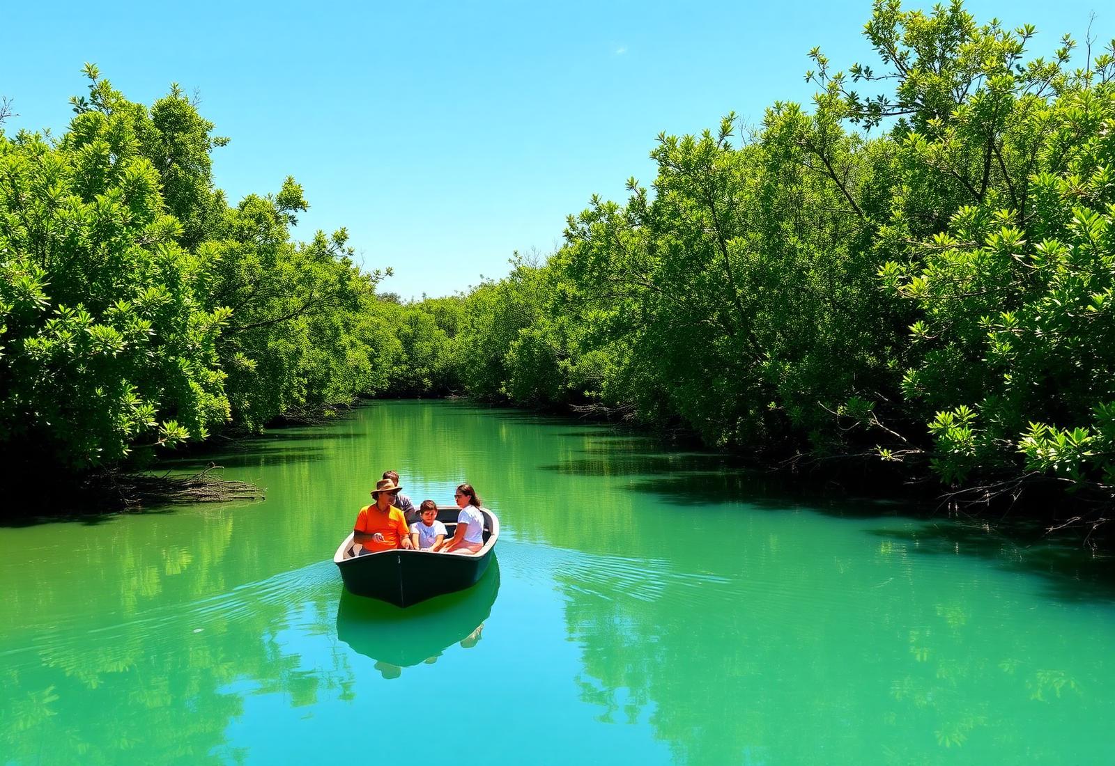 Mangrove channel on Guatemala's Pacific coast at first light
